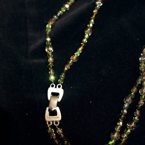 Spring Green Crystal Bling Double Strand Tsunami  Necklace - Picture 5 of 5